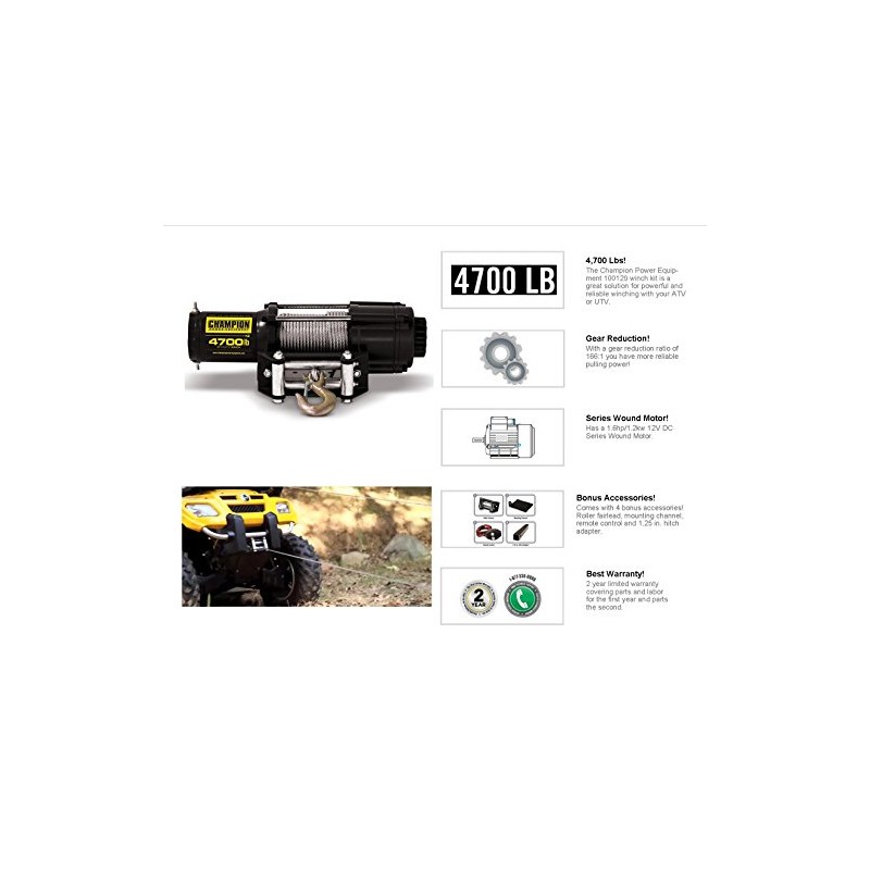 Champion Power Equipment 100129 Power Winch Kit - 4700 lb.