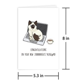Leinessy Funny Cat New Job Card, Adorable New Work Card for Cat Lover Friends, Congratulations on Your New Job