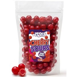 Cherry Sours Candy 1lb Bulk – Soft Chewy Sour Balls in Cherry Flavor, Red Sugar-Coated Candy for Parties, Candy Buffet, Everyday Snacks and Party Packs