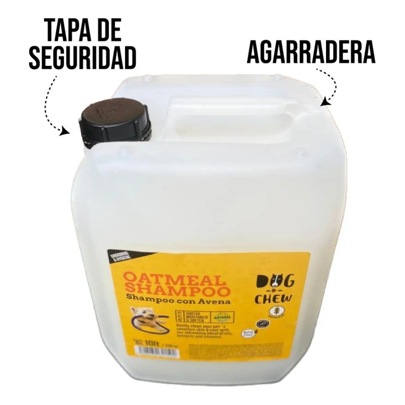 Shampoo Perro Avena Hipoalergénico Vegano DOG-O-CHEW 10L Pelaje Corto Largo