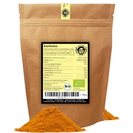 UNCLE SPICE® Organic turmeric - 200 g turmeric root ground, 2.5-3.5% curcumin, Curcuma Turmeric Superfood, turmeric powder in premium quality - organic turmeric powder, DE-ÖKO-005