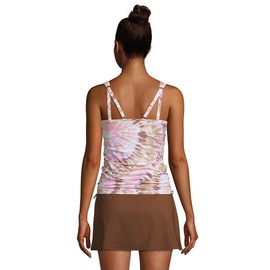 Lands' End Womens Chlorine Resistant Adjustable V-Neck Underwire Tankini Top White Burst Tie Dye Regular 16