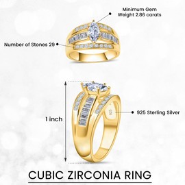 SHOP LC 925 Sterling Silver Engagement Rings Gold Plated Cubic Zirconia CZ Wedding Promise Rings for Her Wedding Band for Women Jewelry Ct 2.9 Size 6.5 Valentines Day Gifts for Women