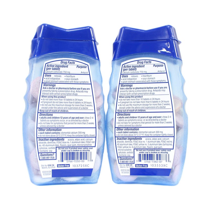 Tums Smoothies Berry Fusion and Assorted Fruit 60 Count Each