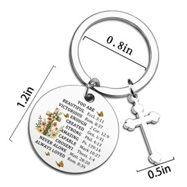 XzmaaoX Inspirational Christian Gifts for Women Bible Verse Stainless Steel Keychain Gift for Women Teen Girl Best Friend Bible Verse Keychain Carry Your Faith Keyring Christmas Gift
