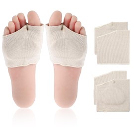 COMNICO Metatarsal Pads for Women and Men, 2 Pairs Forefoot Ball of Foot Cushions Breathable Toe Separator Supports Soft Sleeves Pads for Blisters Metatarsalgia(S)