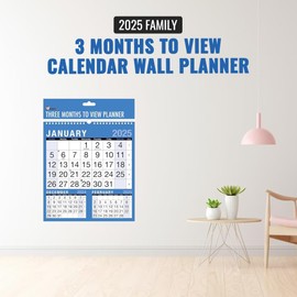 2025 Calendar, Planners & Personal Organisers, Wall Planners, Holidays and Notable Dates, Wall Planner Spiral Bound for Home Business Office School(3 Months to View)