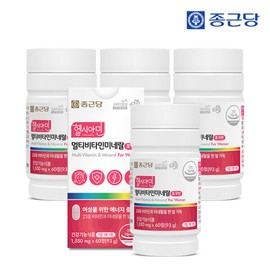 Jongkundang (현대Hmall)종근당 헬시아민 올인원 이뮨 23종 멀티비타민 포우먼 60정 4박스(8개월분) / 아이오딘 (Hyundai Hmall) Jongkundang Hellsiamin All-in-One Immune 23 Types Multivitamin for Women 60 Tablets 4 Boxes (8 Months Supply) / Iodine