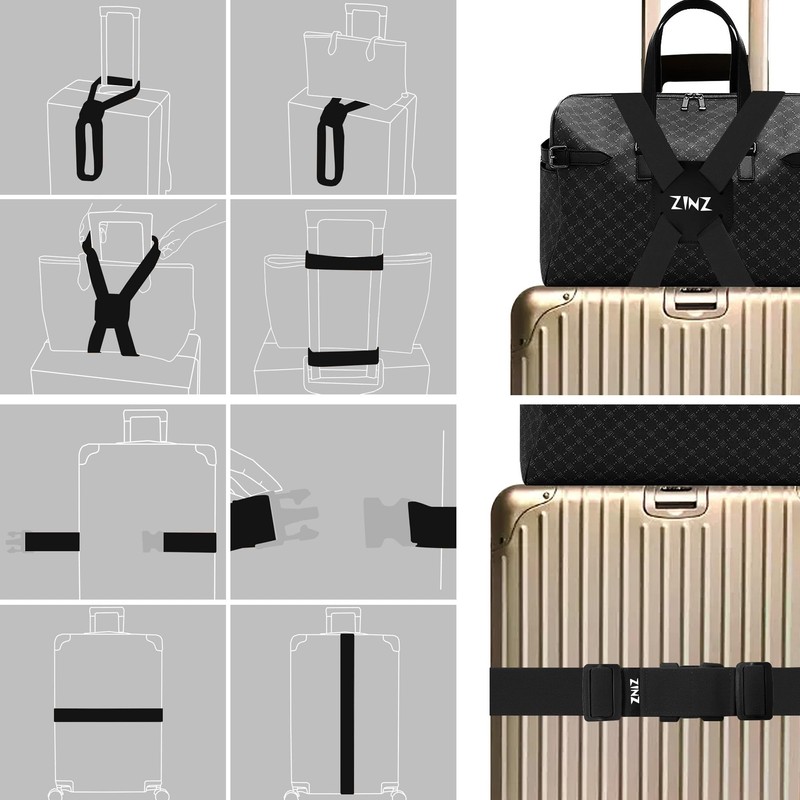 ZINZ Suitcase Strap, Highly Elastic Suitcase, Adjustable Belt Bag, Bungees