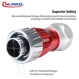 CNLINKO DH-24 4-Pin Industrial Waterproof Connectors, IP68 Circular Connectors, Carbide Anti-Interference Housing, Quick Plug Aviation Plug, M24 Panel Mounting Flange Socket