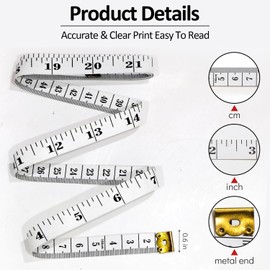 3 PCS Tape Measure 150cm/60in, Double Sided Measuring Tape, Multipurpose Body Tape Measure, for Body Measurements Soft Fashion Fiber Glass Tailors Sewing Tape Rule with Metal Ends