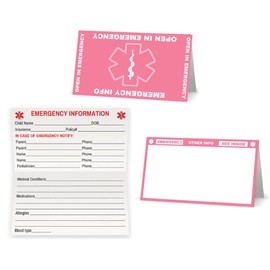 Child Emergency Contact Car Seat Safety Alert Attachment Tag (ICE-101-v2) (Watermelon Pink, 2)