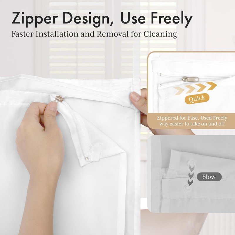 AmazerBath No Hook Shower Curtain and Liner Set, Shower Curtain