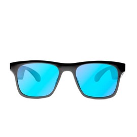 SKCT Classic Flame Sunglasses, Black with Blue Lens, Standard