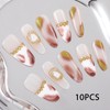 Sethexy Long Stiletto Round False Nails Brown Acrylic Handmade Press