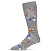 MeMoi Men's Embroidered Drums Rayon Crew Socks Med Gray Heather