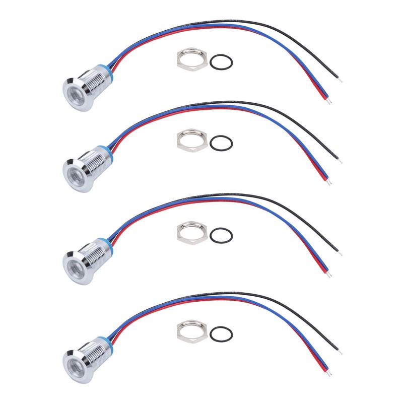 4 Sets PreWired Round LEDs Waterproof 2Color Indicator Lights Common