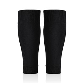AMFUN Football Sock Sleeves, Soccer Shin Guards Sleeves, 1 Pair Elastic Football Shin Sleeves, Team Leg Sock Sleeve for Football Games Beginner Teenagers Adults-Black-30CM