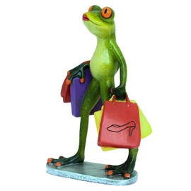 WEALTHCOMING Creative Statues Frog Figurines,Shopping Frog Figures,Abstract Sculptures Home Decor (No# 1)