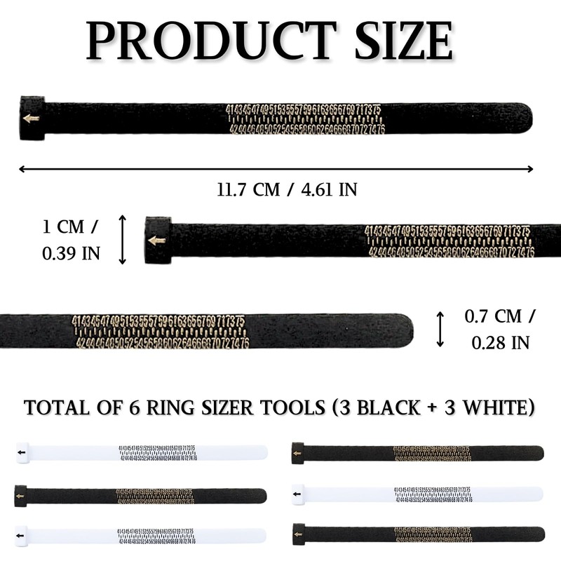 KEYRI 6 pieces ring sizer, EU size 41-76, ring sizer,