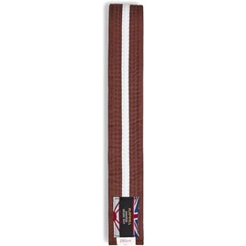 Playwell Martial Arts Cotton Striped Coloured Grading Belt - Brown Belt With White Stripe (280cm)