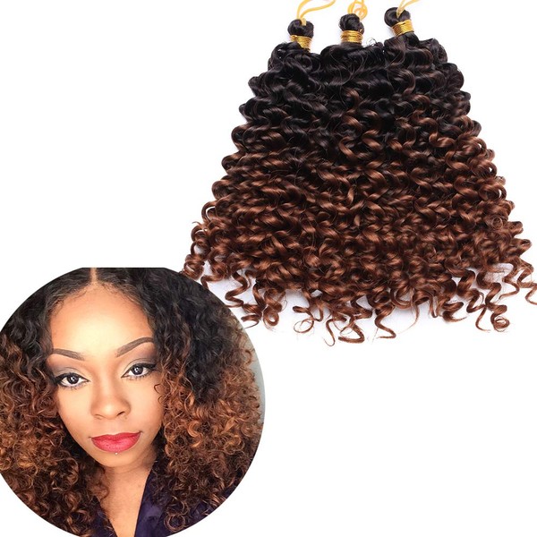 SEGO Hair Extensions Water Wave Braids Bundles Afro Kinky Hair Extensions Closure Crochet Curly Black to Red Brown 2 8 Inches (20 cm) 90 g