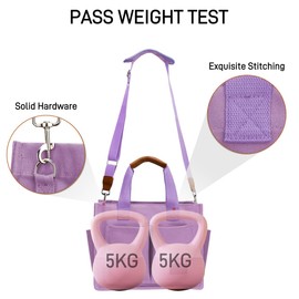 KKXIU Large Canvas Tote Bag for Women with Zipper and Compartments Crossbody Work Bible Messenger Purse Bag With Pockets - Purple
