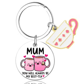 Mom Keychain Cute Gifts For Mom From Daughter Son Funny Gift For Mother Mama Mom Christmas Birthday Mothers Day Gifts For Her You Will Always Be My Best-Tea Unique Key Ring Gift Ideas