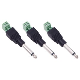 Fancasee (3 Pack 6.35mm Replacement Repair Plug Jack TS 2 Pole Mono Male Plug 1/4" 6.35mm Solderless Terminal for Microphone Speaker Audio Cable Repair