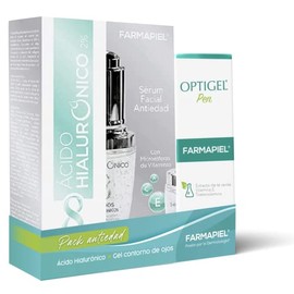 Optigel Kit Rejuvenecimiento: Contorno de Ojos en Gel Anti-Ojeras, Bolsas y Arrugas & Farmapiel Sérum Facial de Ácido Hialurónico 2% | Hidratación Profunda Antiarruga