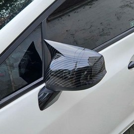 2Pcs Car OX Horn Side Rearview Mirror Exterior Cover Cap For Honda Civic 2012 2013 Carbon Fiber Black