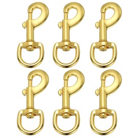 PATIKIL 6Pcs Flag Swivel Snap Clips, 3.2 Inch Heavy Duty Alloy Flag Pole Snaps Hooks Stainless Flagpole Accessories for Rope Hardware Key Chain Leash Leather Craft, Gold Tone