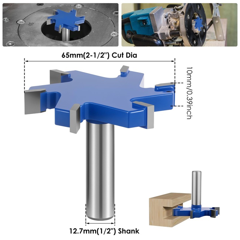 Slab Flattening Router Bit 1/2 Shank, 2-1/2" Cut Dia, 6