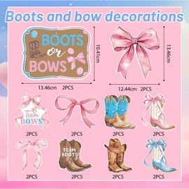 AstraGlam Boots or Bows Gender Reveal Decoration Boy or Girl Hanging Swirl Boots or Bows Theme Baby Shower Decoration for Western Gender Reveal Party Gender Reveal Ideas