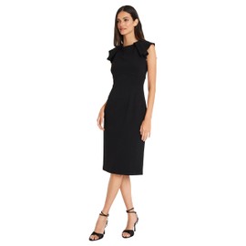 Maggy London Women's Solid Cloud Crepe Dress Workwear Office Desk to Dinner Event Guest of, Drape Sleeves-Black