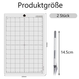 Nurila 2 Stück StandardGrip Silhouette Schneidematte, 12x8 Zoll Schneidematte Plotter Kommt mit Silbernem Tranchiermesser, Transparent Schneideplotter für Werbung, Schilderbau, Werkbankunterlage