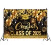 Congrats Grad Class of 2025 Backdrop Black and Gold Background