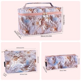 MAANGE 3 PCS Makeup Bag Waterproof Cosmetic Bag Travel Cosmetic Pouch Portable Makeup Organizer Bag Large Capacity Toiletry Bag Multifunctional Storage Make Up Bag for Women