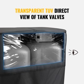 BougeRV Propane Tank Cover, Visible Valve, Fit Dual 20lb Tanks, Waterproof 600D Oxford Replacement Covers for Trailer/Camper, RV Parts Accessories (Black)