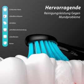 Lächen Replacement Brush Head, Super Soft Brush Bristles, Suitable for People with Sensitive Oral Cavities, S095 Black, Pack of 4