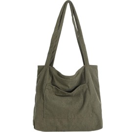 WantGor Women Corduroy Tote Bag, Large Shoulder Hobo Bags Casual Handbags Big Capacity Shopping Work Bag (Army Green)