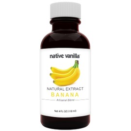 Native Vanilla - Pure Banana Flavor - 4 Fl Oz - Pure Flavors and Extracts - Perfect for Cooking, Baking, and Dessert Crafting