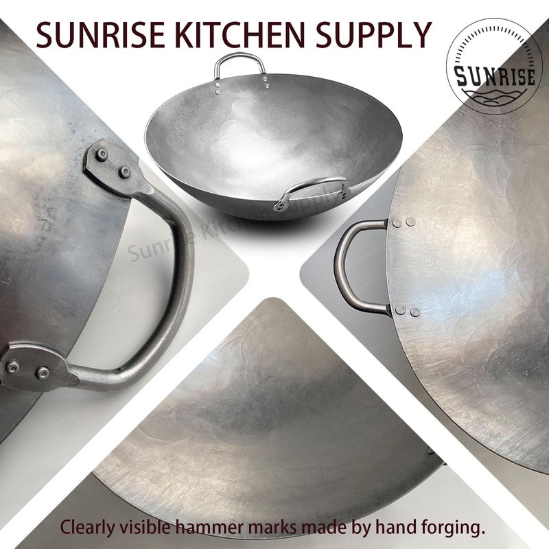 SUNRISE Kitchen Supply Heavy Duty Hong Kong Style Carbon Steel