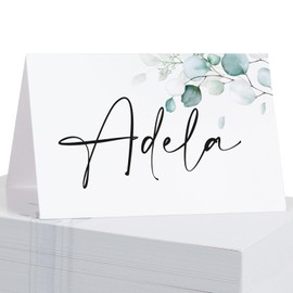 100pcs Eucalyptus Name Place Cards for Table Setting Greenery Table Place Cards for Wedding Bridal Shower Baby Shower Birthday Party Dinner