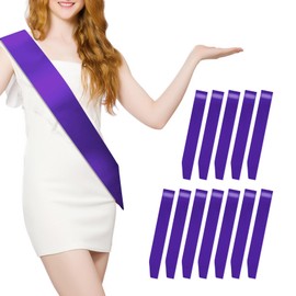 12 Pcs Sash Blank Sash Party Supplies Dark Purple Sash Plain Sash Pageant Sash Satin Sash Sashes for Birthday, Wedding, Graduation, DIY, Beauty Pageant, Hen Party, Homecoming, Make Your Own Sash