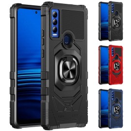 Unbranded/Generic for Cricket Ovation 3/ATT Motivate Max Case Robotic Ring Stand Cover+Prytool - 1) Ovation 3 / Motivate Max, 1) Black/Black