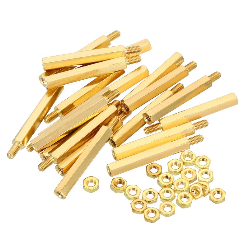 PATIKIL 30mm+6mm M3 Standoff Screws, 40 Pack Brass Hex PCB
