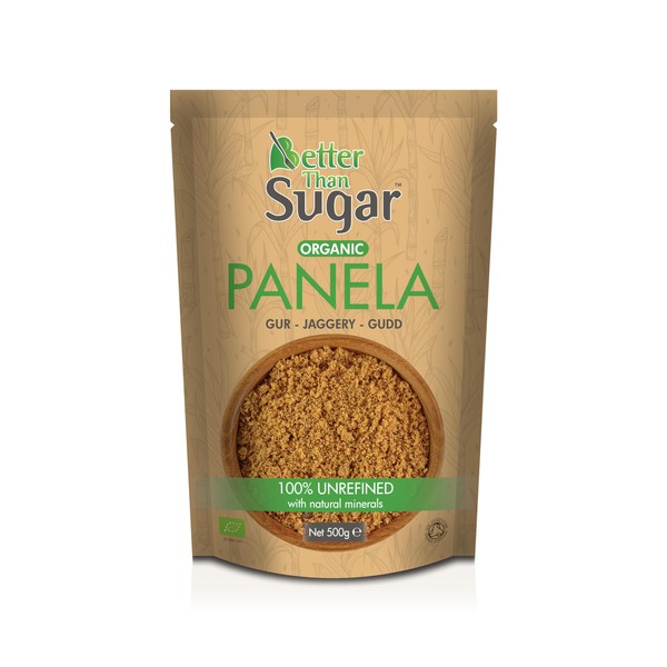 Panela Brown – Contains Natural Minerals, Organic Jaggery, Unrefined Whole Cane Juice, Suitable for Vegans, GMO Free | Better Than Sugar (500g)
