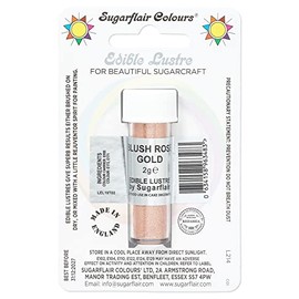 Sugarflair Blush Rose Gold Edible Lustre Dust, Add a Lustrous Shine to Cakes or Decorations. Brush On or Add Rejuvenator to Create Eye-Catching Edible Paint, Gives Shine to Your Bakes - 2g