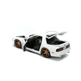 Jada Toys JDM Tuners 1:24 Scale Die-Cast 1985 Mazda RX-7 (FC) Volk Racing, Opening Doors, Detailed Interior, Rubber Tires, Collectible for Ages 8+(White)